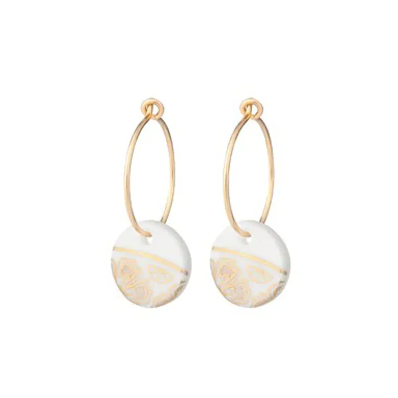 One and Eight White Fleur Hoop Earrings