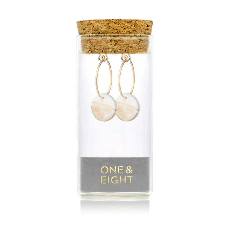 One and Eight White Fleur Hoop Earrings-1