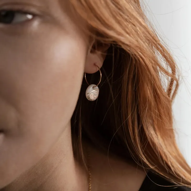 One and Eight White Fleur Hoop Earrings-2