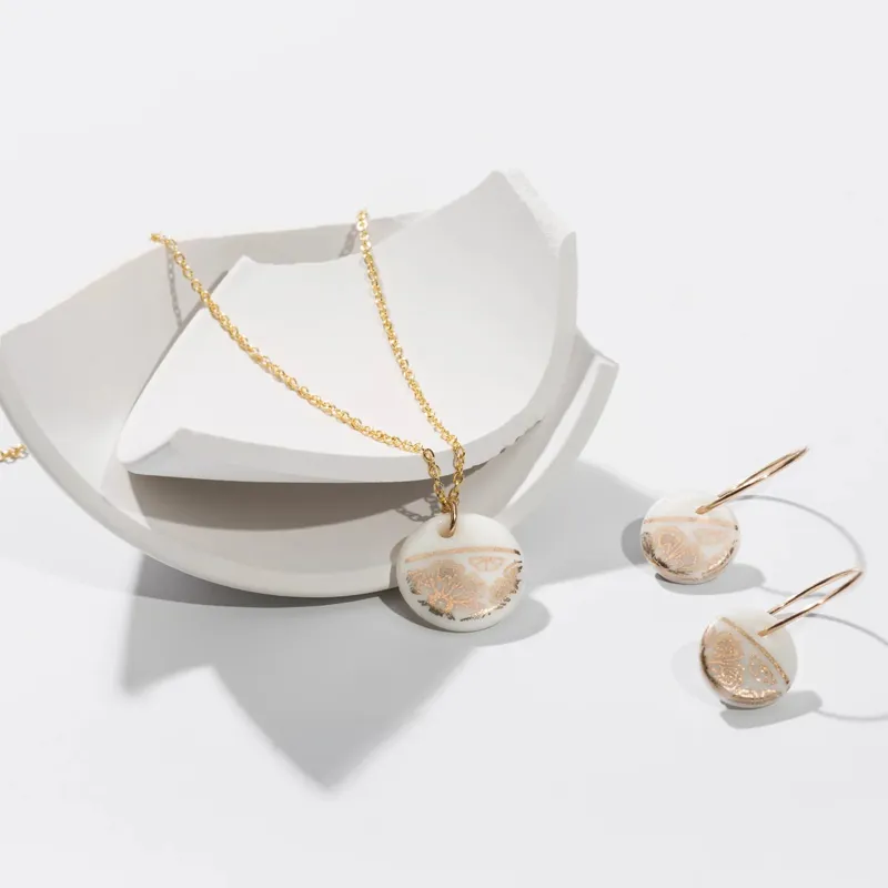 One and Eight White Fleur Hoop Earrings-3