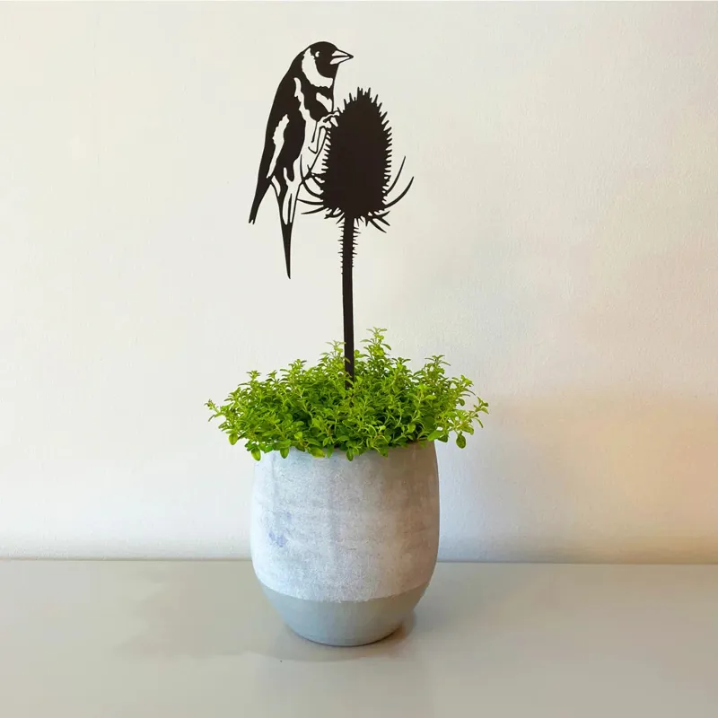 A Blackbird Sang Pot Stem - Goldfinch on Teasel