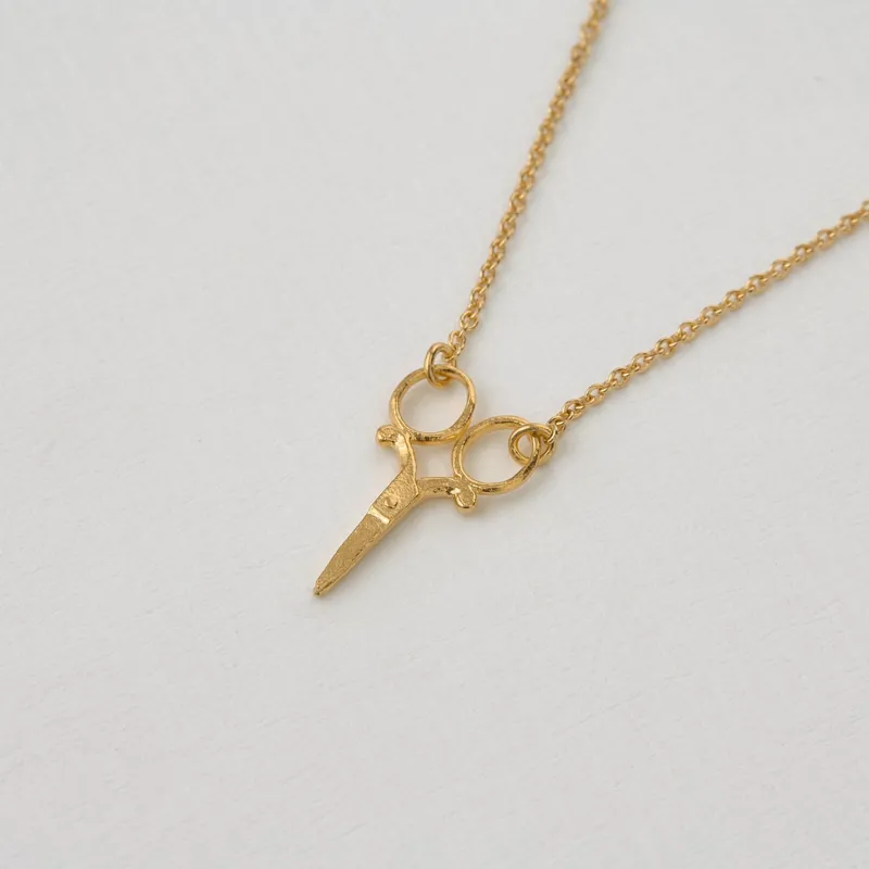 Alex Monroe Gold Plate Little Inline Scissors Necklace-1