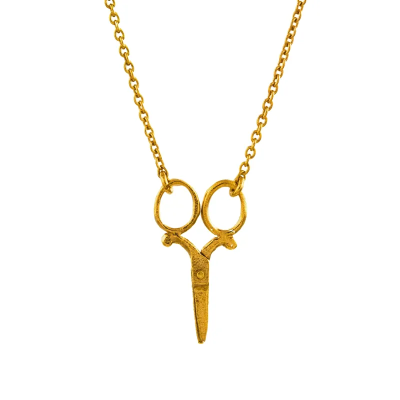Alex Monroe Gold Plate Little Inline Scissors Necklace