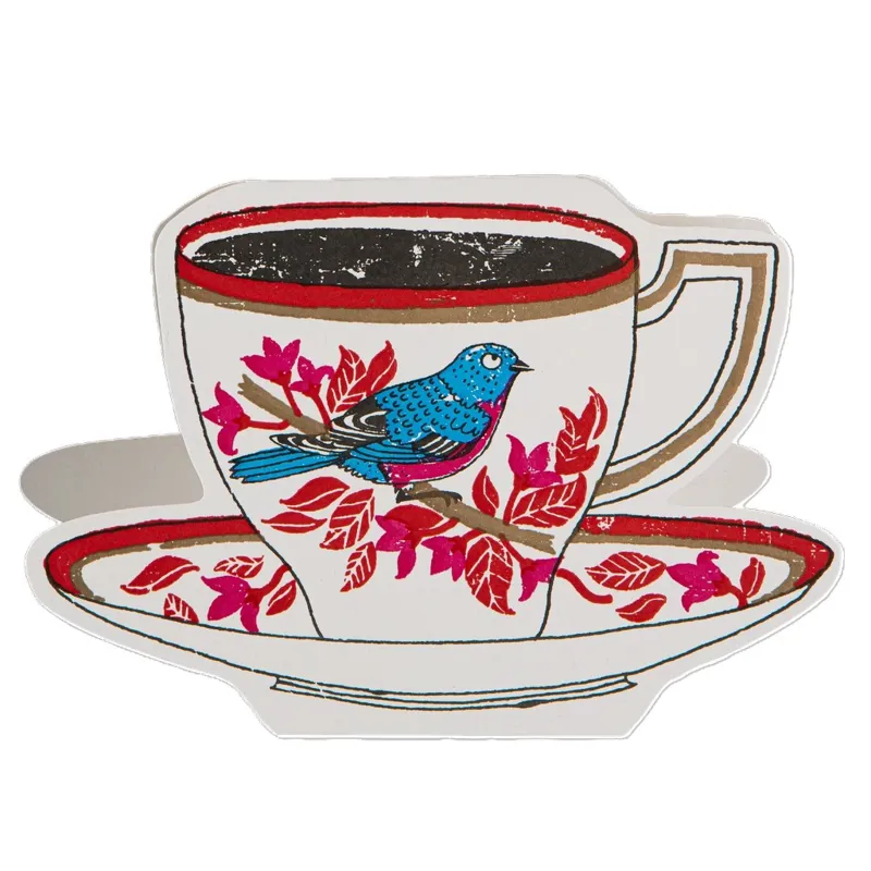 Archivist Cards Birdy Tea Cup Cut Out Card