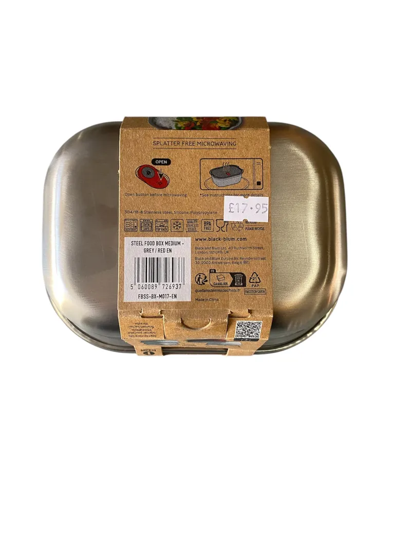 Black and Blum Grey Steel Food Box Medium-1