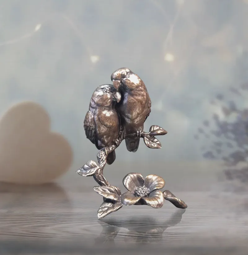 Butler and Peach Lovebirds Bronze Miniature-1