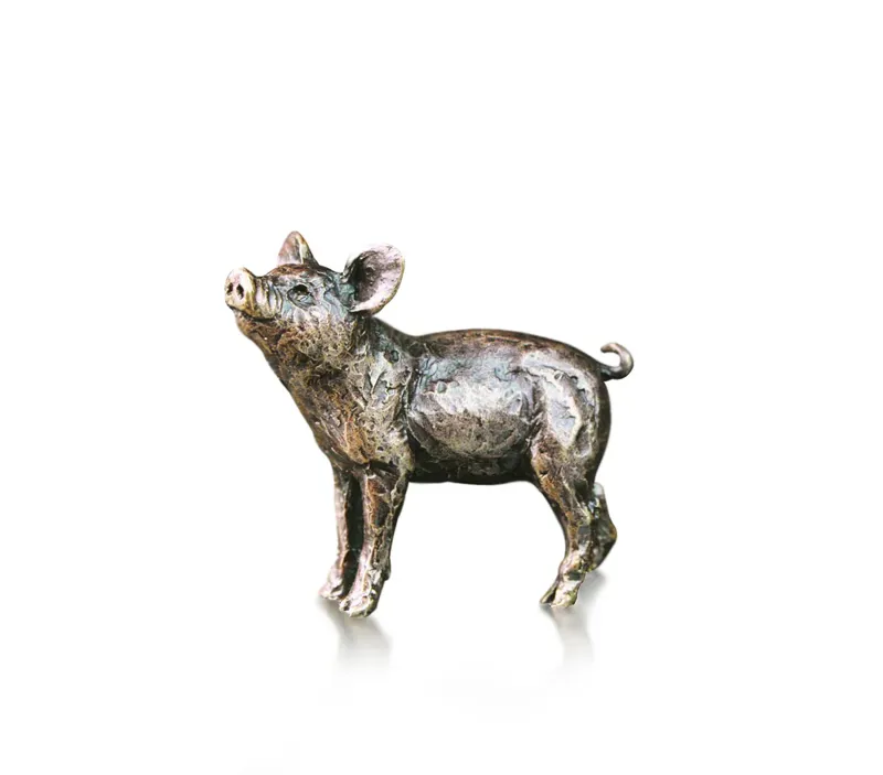 Butler and Peach Pig Bronze Miniature