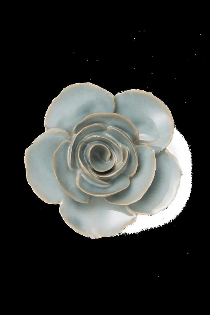 Chive Ceramic Flower - Pale Teal Ranunculus