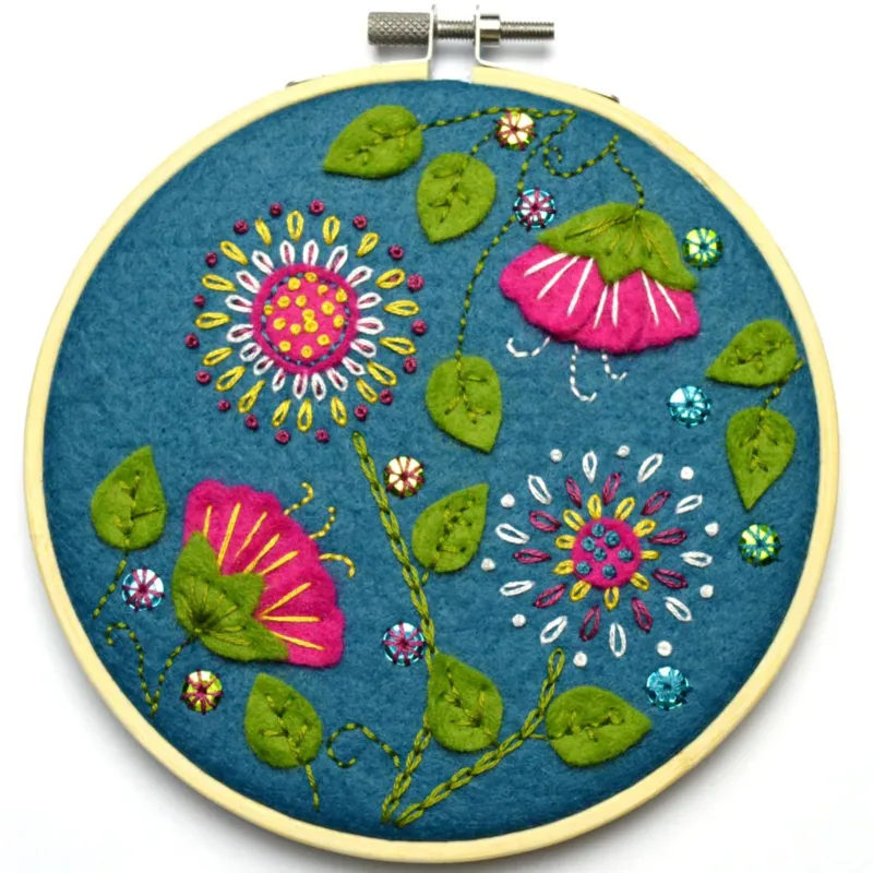 Corinne Lapierre 19cm Applique Hoop Kit Tropical Flowers