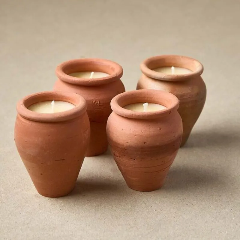 Dalit Goods Co Handmade Terracotta Vishal Candles Box of 4-1