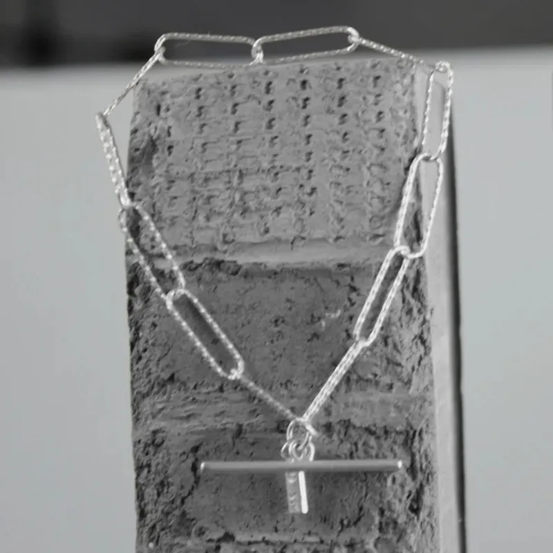 Dansk Copenhagen Tempeste T-Bar Paperclip Bracelet - Silver Plated-1