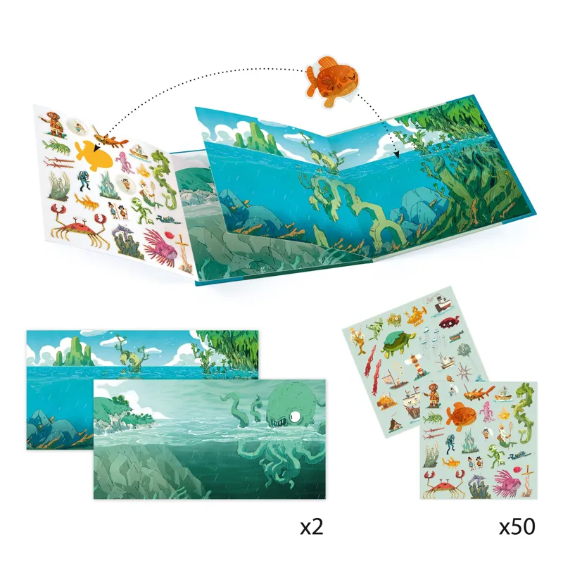 Djeco Adventures at Sea Reuseable Sticker Scenes-1