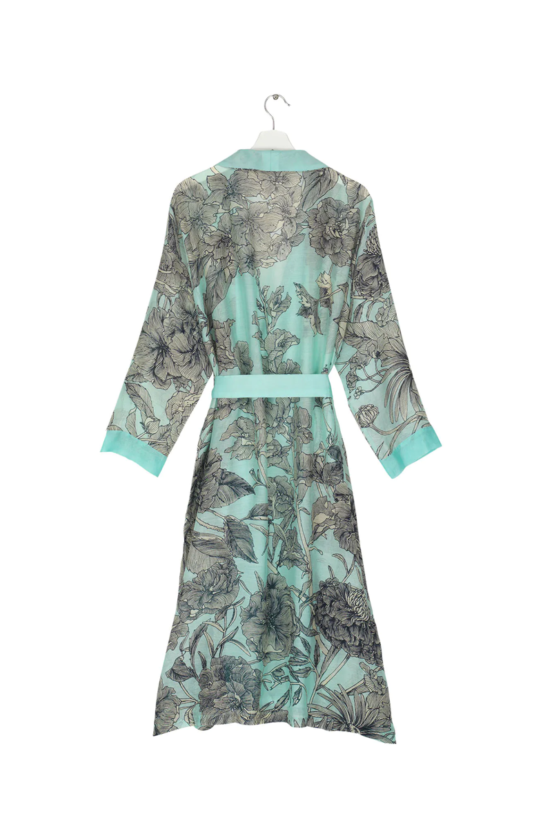 One Hundred Stars Dressing Gown - Etched Floral Aqua-1
