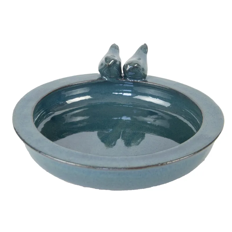 Blue Ceramic Bird Bath