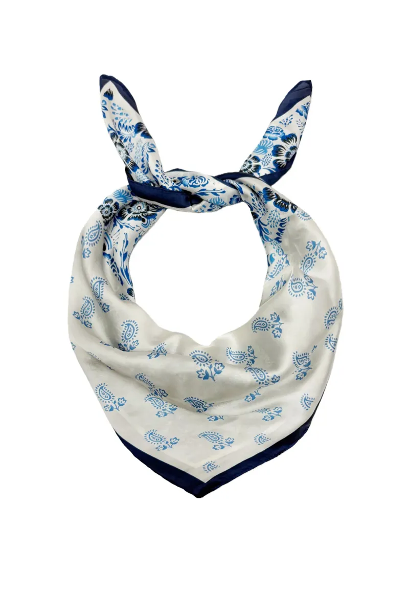 Fashion Scarf World Blue Indian Paisley Square Scarf-1