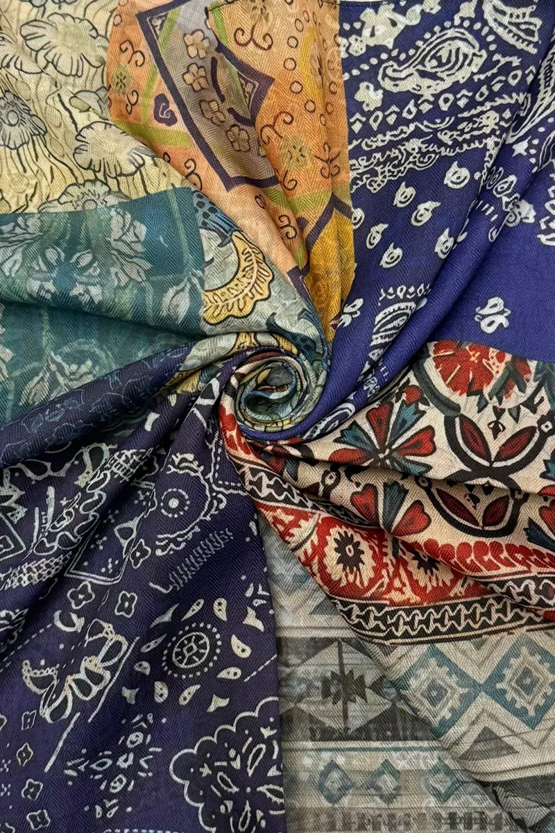 Fashion Scarf World Boho Floral Patchwork Square Scarf-1