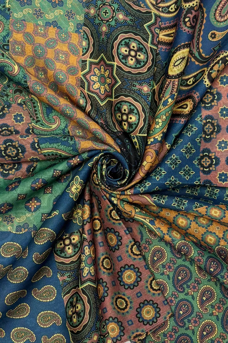 Fashion Scarf World Boho Paisley Patchwork Square Scarf-1