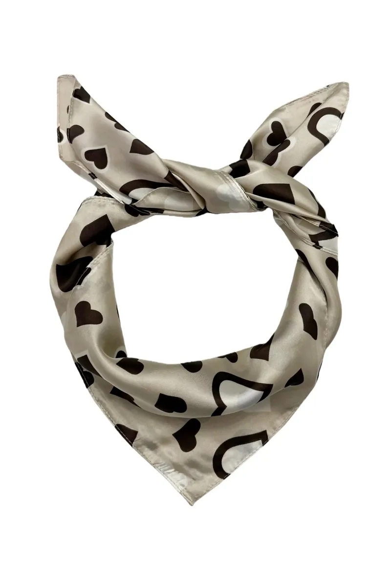 Fashion Scarf World Champagne Heart Print Square Scarf-1