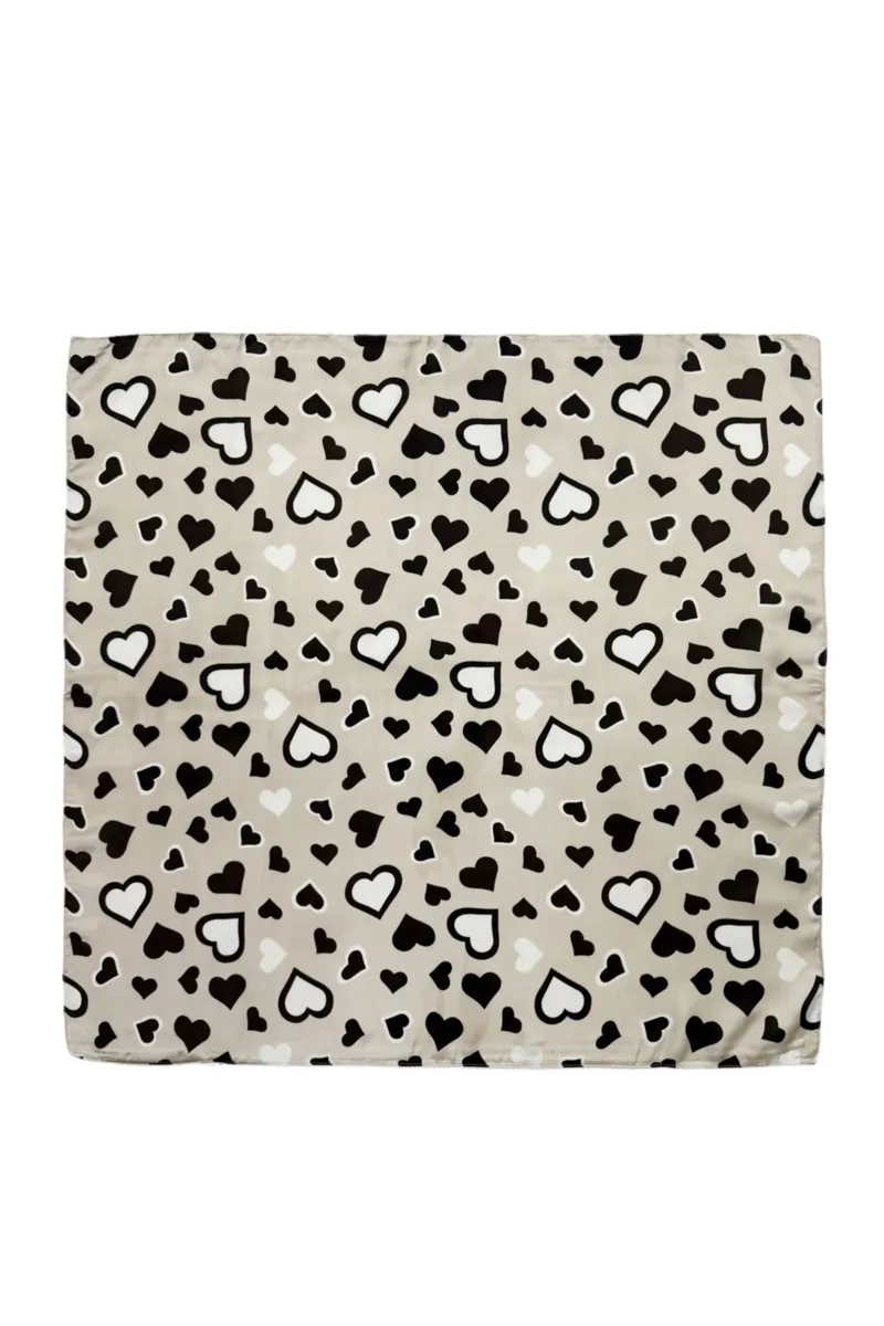 Fashion Scarf World Champagne Heart Print Square Scarf