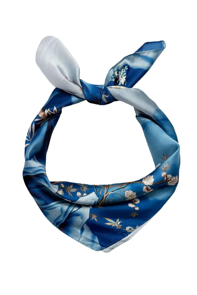 Fashion Scarf World Cherry Blossom Mountain Square Scarf-1