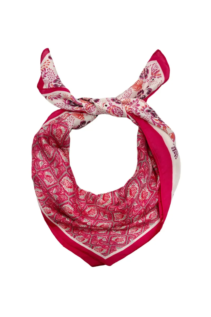 Fashion Scarf World Fuschia Pink Indian Paisley Square Scarf-1