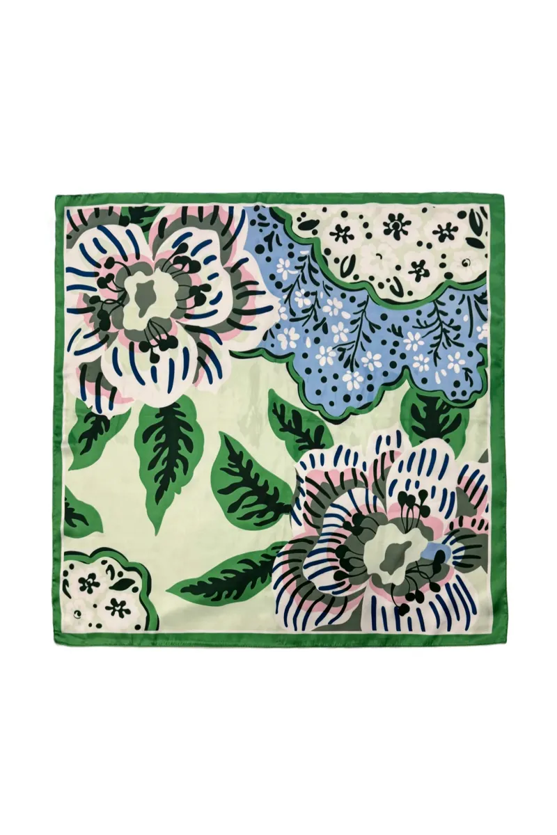 Fashion Scarf World Green Cherry Blossom Square Scarf