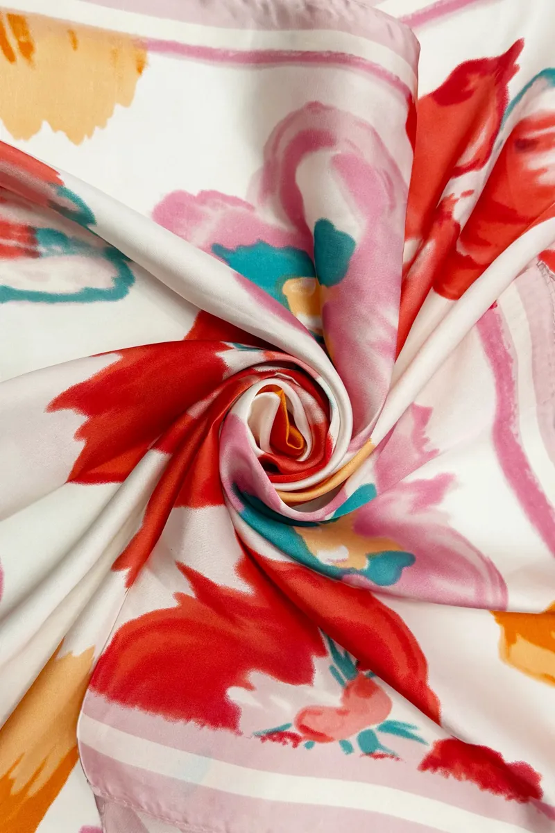 Fashion Scarf World Pansy Floral Print Square Scarf-1