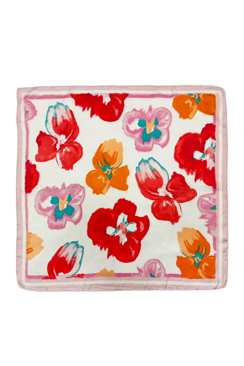 Fashion Scarf World Pansy Floral Print Square Scarf