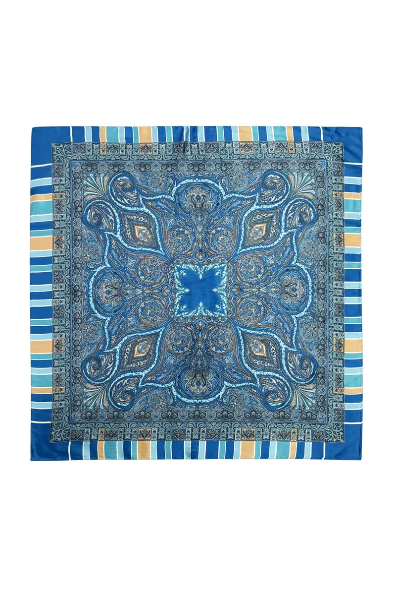 Fashion Scarf World Symmetrical Paisley Print Square Scarf