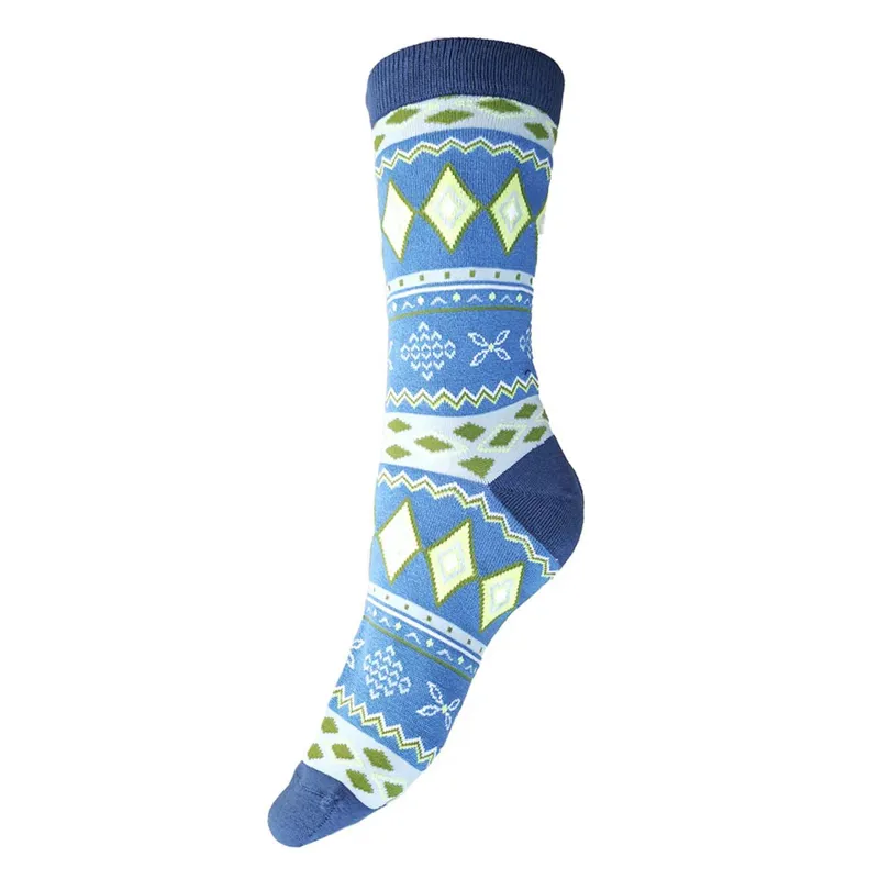 Gemjar Bamboo Socks 4-7 - Blue Fairisle