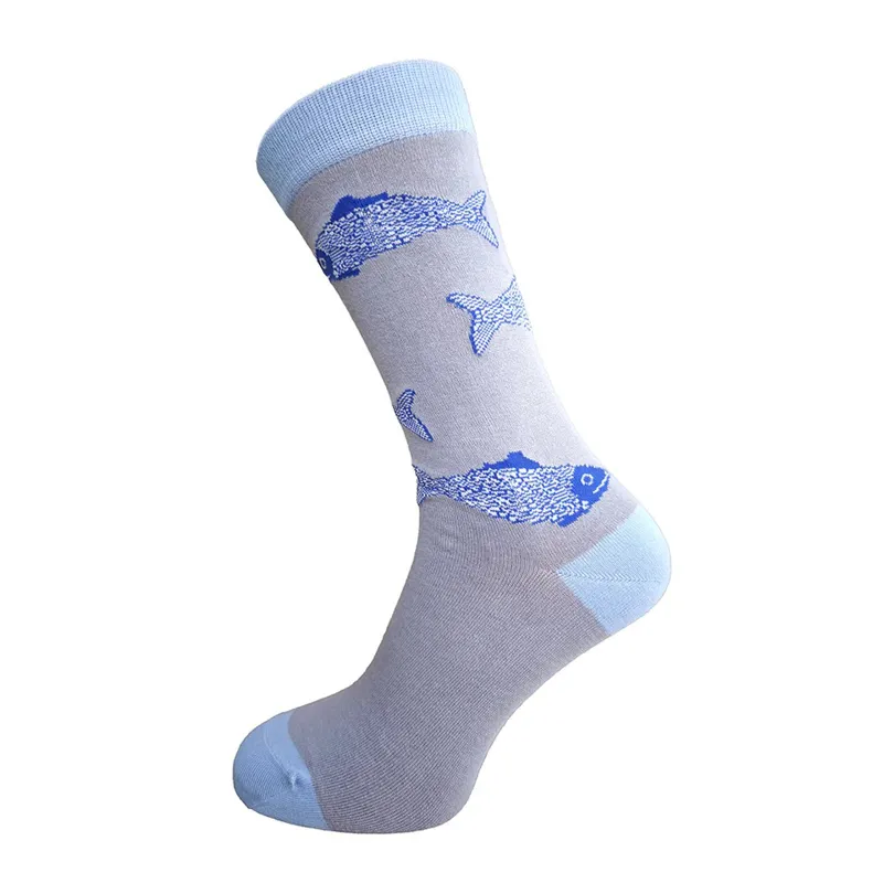 Gemjar Bamboo Socks 7-11 - Grey Fish