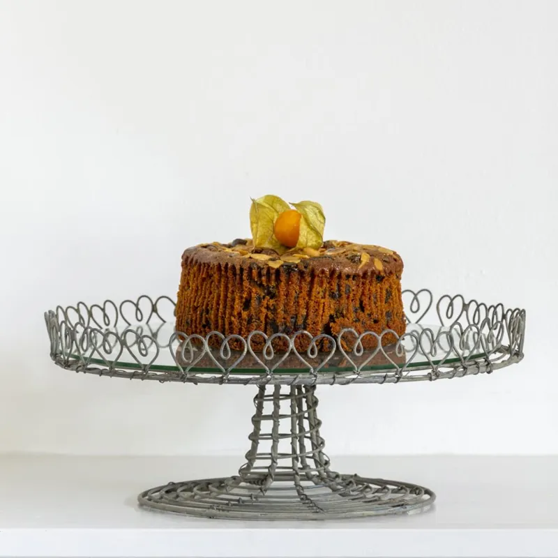 Grand Illusions Wire Cake Stand with Glass Plate-1