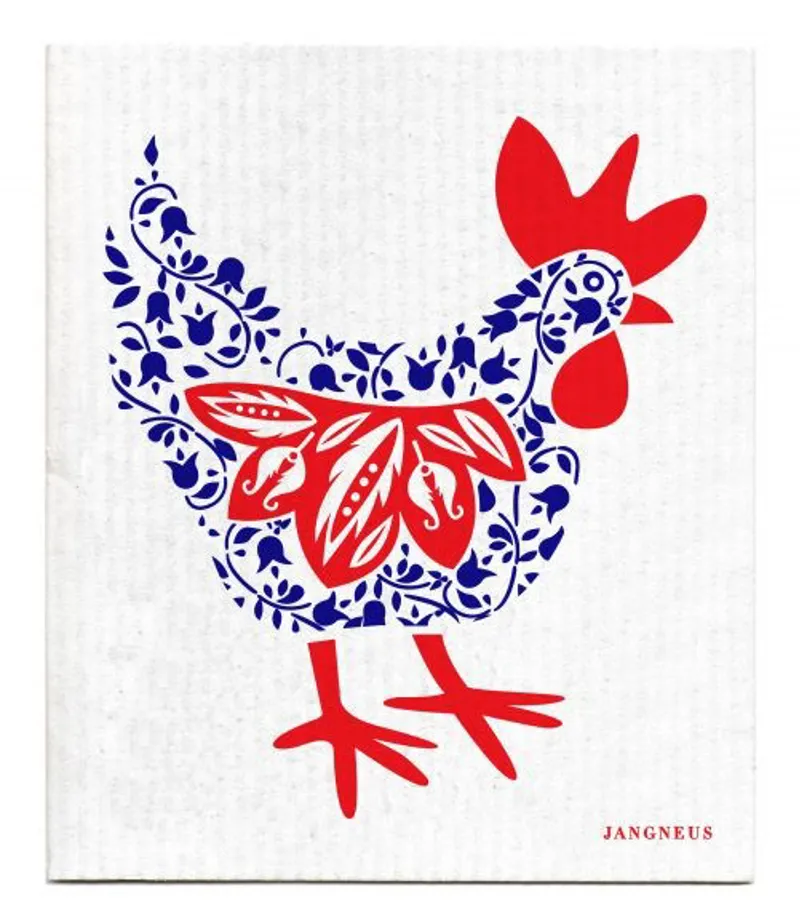 Jangneus Patterned Cotton Tea Towel Blue Hen