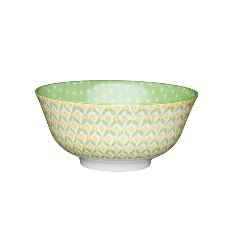 KitchenCraft Green and Yellow Geometric Bowl