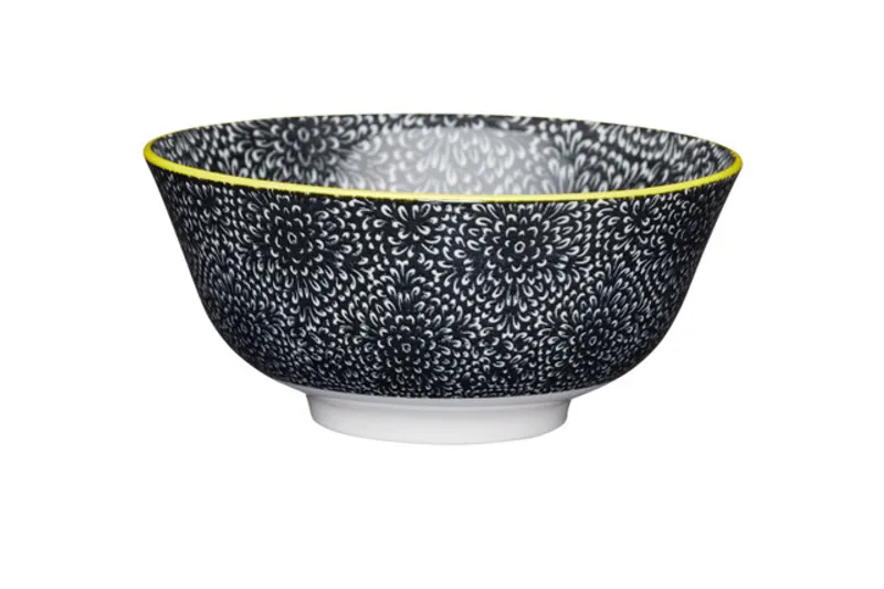 KitchenCraft Black Floral Bowl