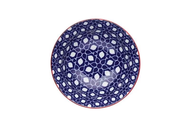 KitchenCraft Blue Geometric Bowl-1