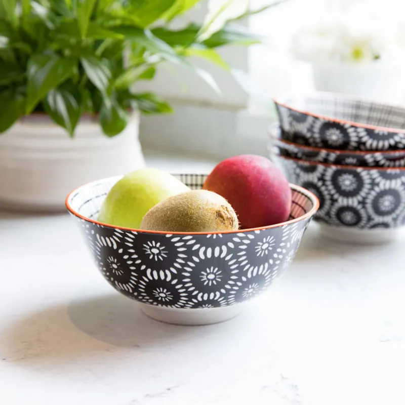 KitchenCraft Black Geometric Bowl-2