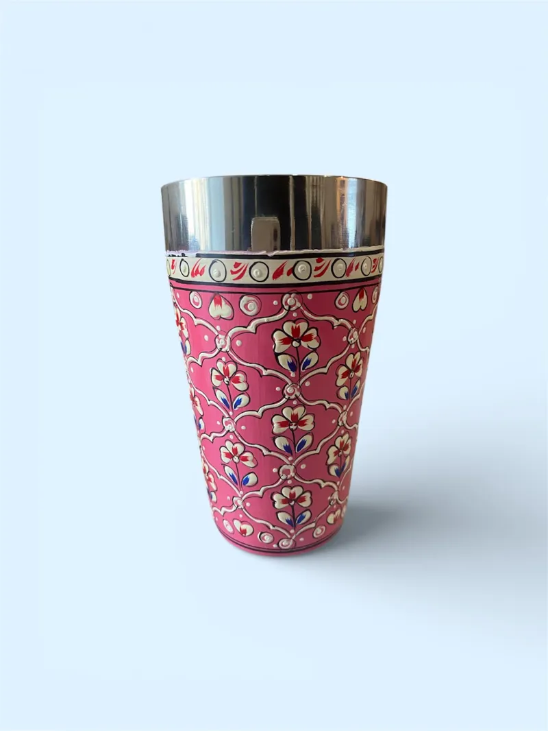 Kaushalam Steel Lassi Glass pink-1
