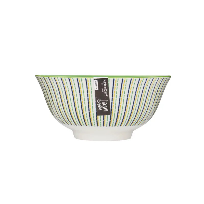 Kitchencraft Colourful Mix and Match Bowl Green Stripe-1