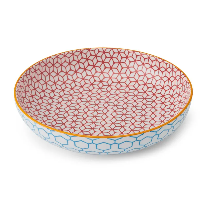 Kitchencraft Pasta Bowl Geometric Blue
