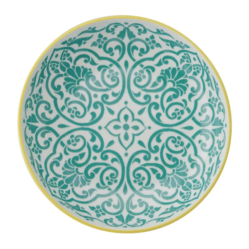 Kitchencraft Pasta Bowl Yellow Blue Geometric-1