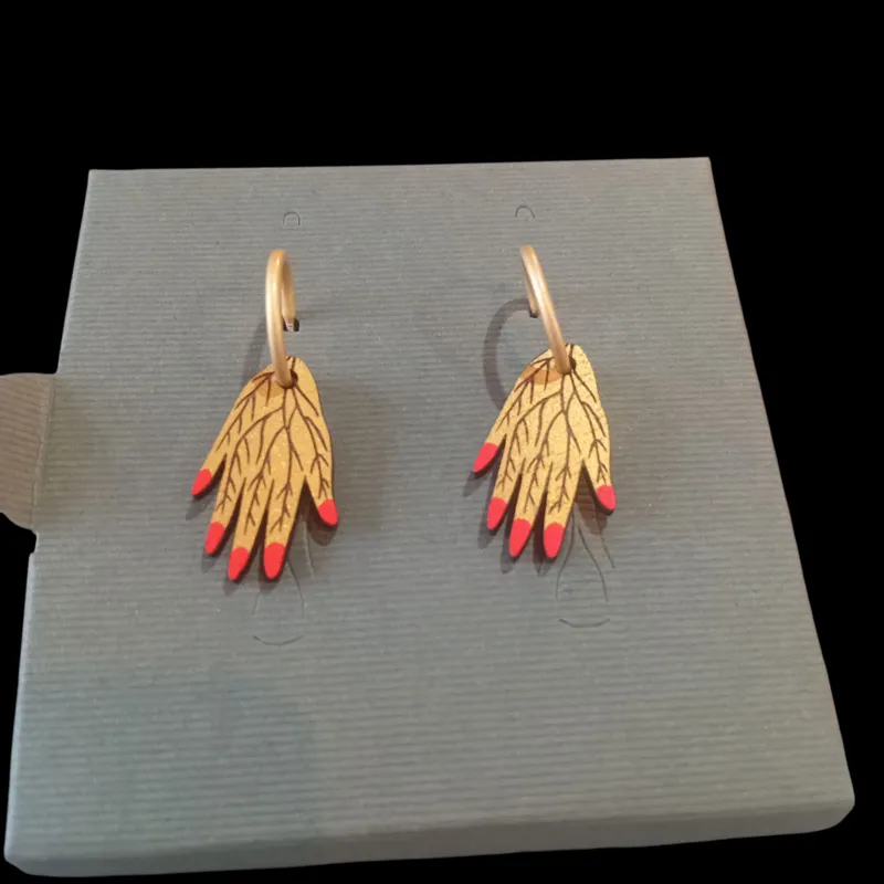 Materia Rica Leaf Veined Hands Earrings