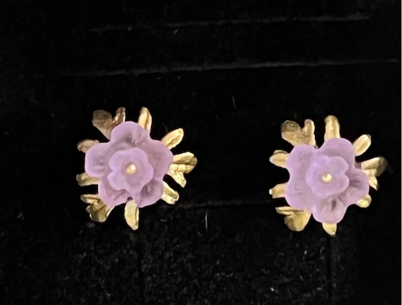 Michael Michaud Crysanthemum Stud Earrings Lavender