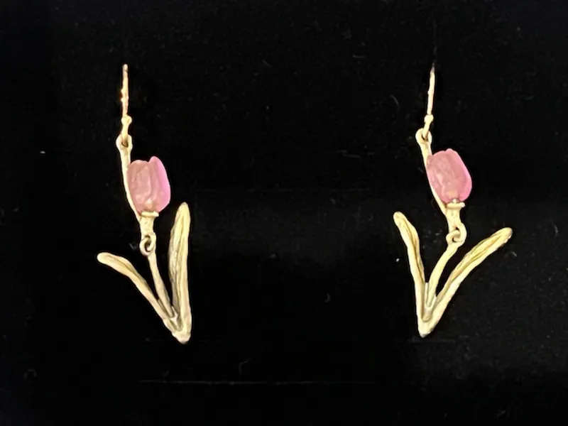 Michael Michaud Tulip Wire Earrings Pink