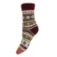 Joya Wool Blend Socks 4-7 Taupe and Burgundy Hearts