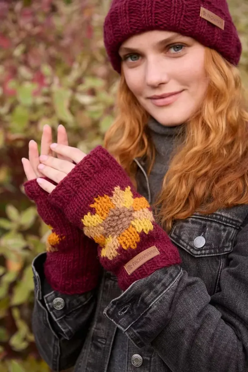 Pachamama Sunflower Handwarmer Burgundy