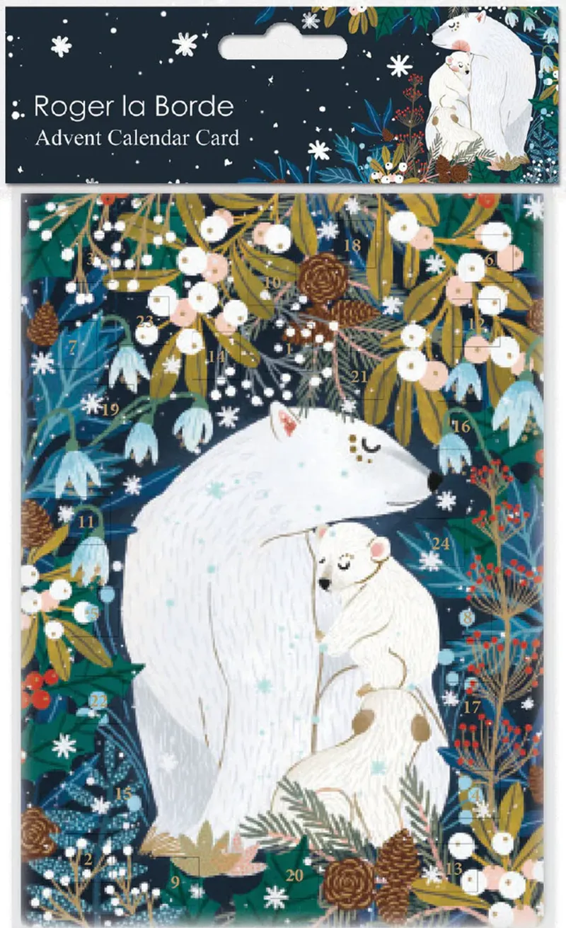 Roger La Borde Polar Bear Bower Advent Calendar Card