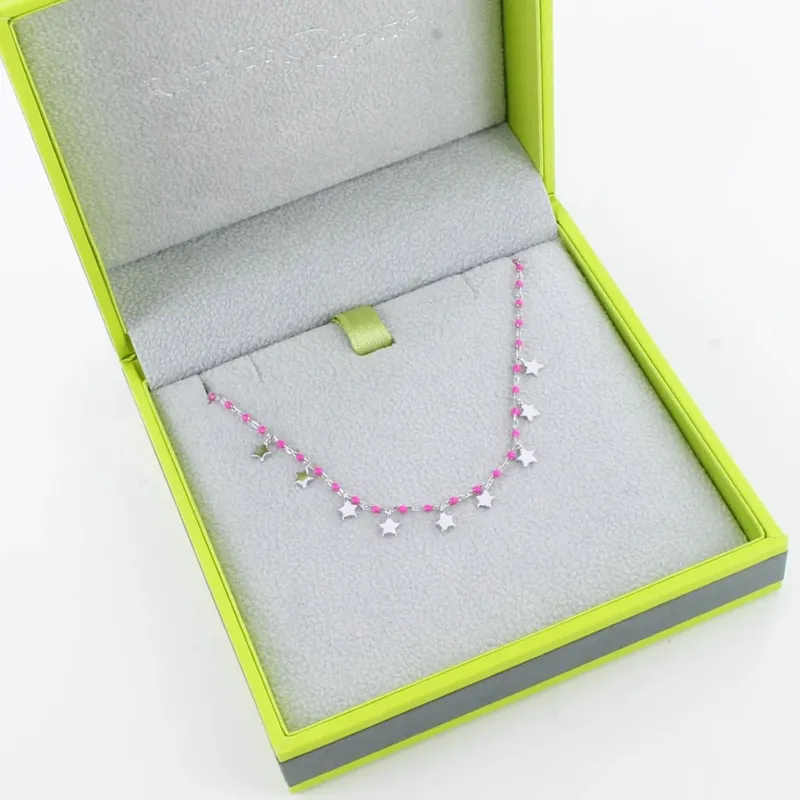 Reeves and Reeves Silver and Pink Star Charm Necklace-1