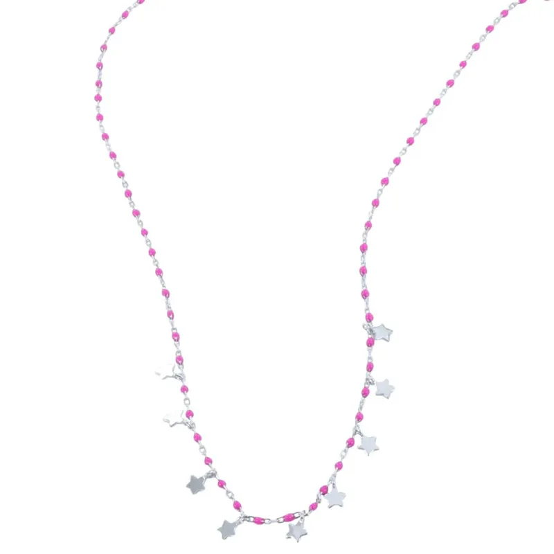 Reeves and Reeves Silver and Pink Star Charm Necklace