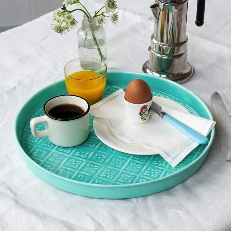 Rex Round Enamel Tray Aqua-1